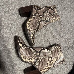 Steve Madden Brown Heeled Boots with Snakeskin Print